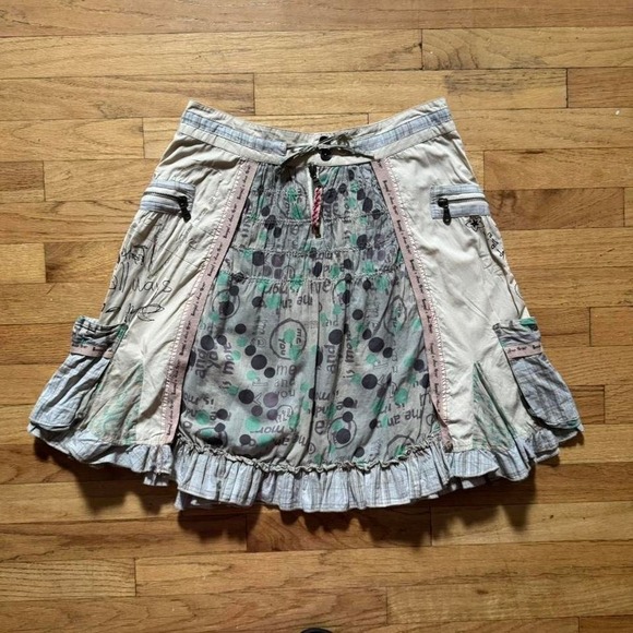 Desigual Dresses & Skirts - Y2K Desigual Ruffle Skirt Women's Size Small Polka Dot Pocket Gorpcore Fairy